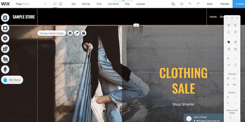 Screenshot of Wix Editor